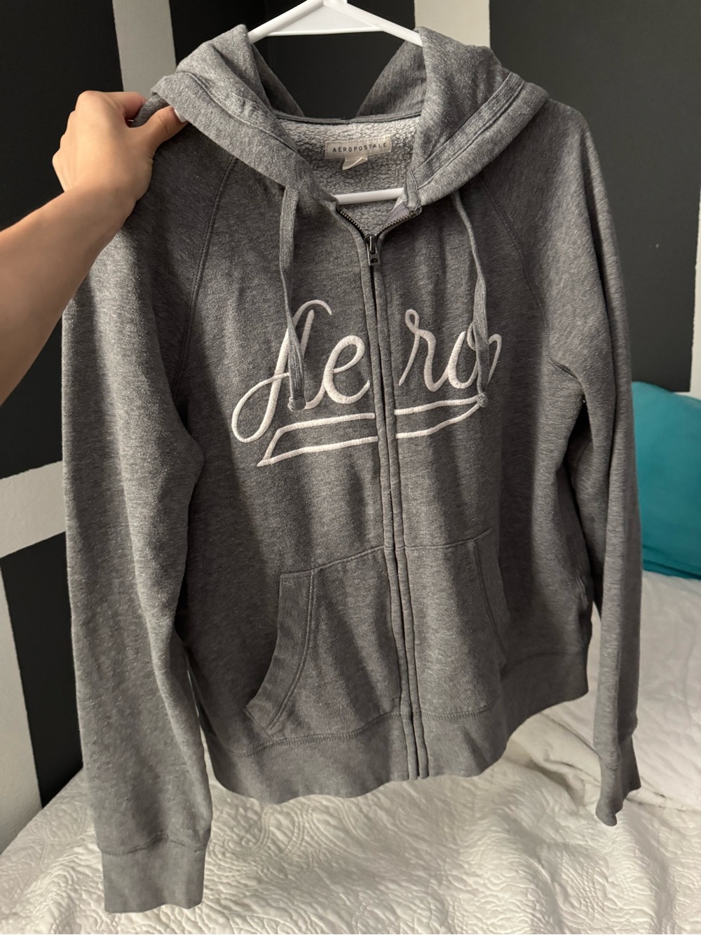 Aeropostale Heather Gray Zip Hoodie